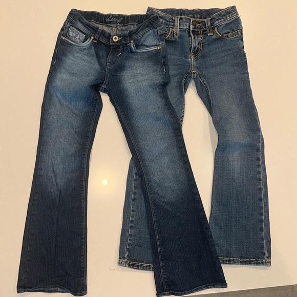 Girls bootcut jeans wrangler and Levi’s size 8 denim jeans flare - Picture 1 of 6